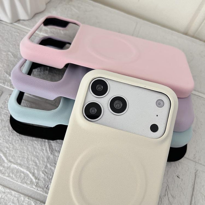 Funda magnética para teléfono con acabado mate aterciopelado de policarbonato y piel vegana., For iPhone 17 Pro Max, For iPhone 17 Pro, For iPhone 17, For iPhone Air, For iPhone 16 Pro Max, For iPhone 16 Pro, For iPhone 16 Plus, For iPhone 16          ...