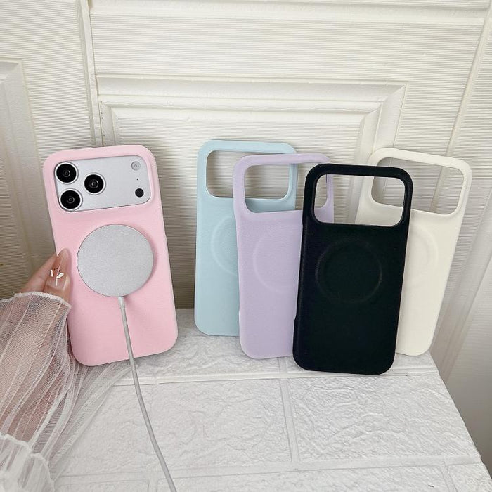 Funda magnética para teléfono con acabado mate aterciopelado de policarbonato y piel vegana., For iPhone 17 Pro Max, For iPhone 17 Pro, For iPhone 17, For iPhone Air, For iPhone 16 Pro Max, For iPhone 16 Pro, For iPhone 16 Plus, For iPhone 16          ...