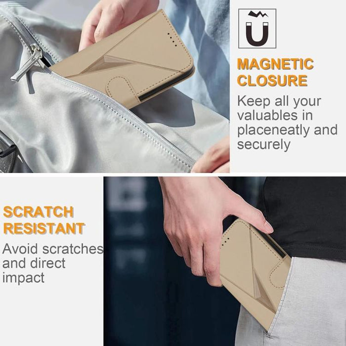 Funda de cuero para teléfono con cierre de hebilla y estampado triangular, For Redmi A7 Pro 4G / 5G 171mm / Poco C85x 5G