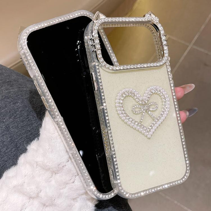 Funda para teléfono IMD con orejas de gato galvanizadas, diamantes de imitación de doble cara y purpurina, For iPhone 12, For iPhone 12 Pro Max, For iPhone 12 Pro