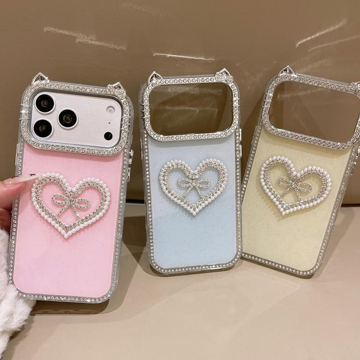 Funda para teléfono IMD con orejas de gato galvanizadas, diamantes de imitación de doble cara y purpurina, For iPhone 12, For iPhone 12 Pro Max, For iPhone 12 Pro