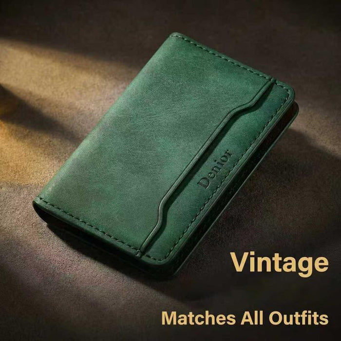 Cartera magnética con tarjetero Denior V08+1 de textura retro de cuero vegano