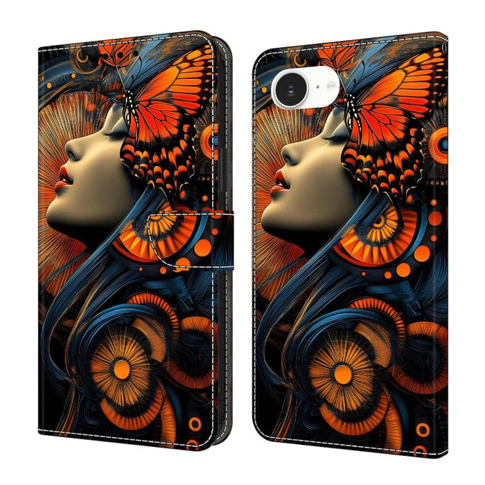 Funda para teléfono de cuero vegano pintado con efecto cristal, For iPhone 18 Pro / 17 Pro, For iPhone 18 Pro Max / 17 Pro Max, For iPhone 17e / 16e, For iPhone 17, For iPhone Air, For iPhone 16 Pro Max