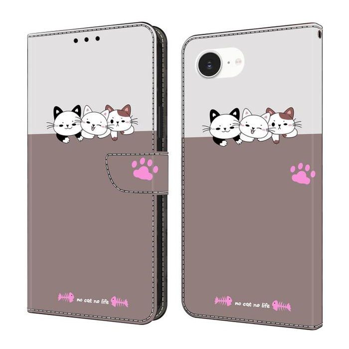 Funda para teléfono de cuero vegano pintado con efecto cristal, For iPhone 18 Pro / 17 Pro, For iPhone 18 Pro Max / 17 Pro Max, For iPhone 17e / 16e, For iPhone 17, For iPhone Air, For iPhone 16 Pro Max