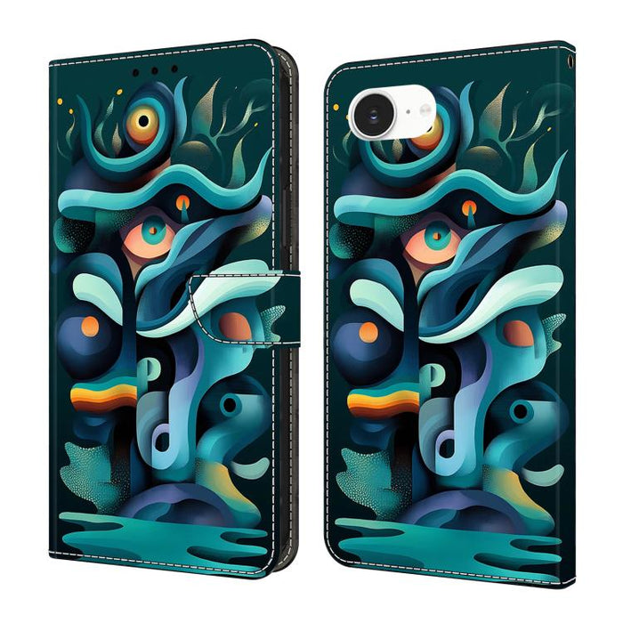 Funda para teléfono de cuero vegano pintado con efecto cristal, For iPhone 18 Pro / 17 Pro, For iPhone 18 Pro Max / 17 Pro Max, For iPhone 17e / 16e, For iPhone 17, For iPhone Air, For iPhone 16 Pro Max