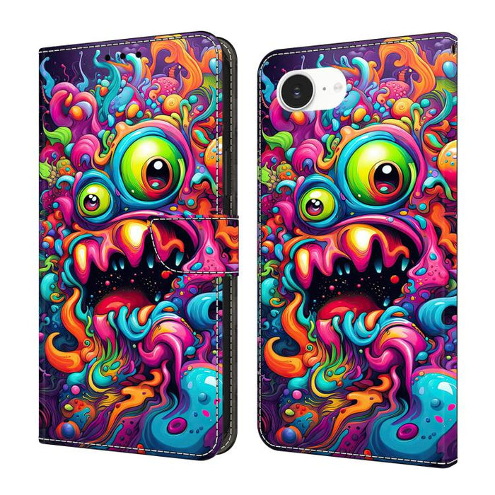 Funda para teléfono de cuero vegano pintado con efecto cristal, For iPhone 18 Pro / 17 Pro, For iPhone 18 Pro Max / 17 Pro Max, For iPhone 17e / 16e, For iPhone 17, For iPhone Air, For iPhone 16 Pro Max