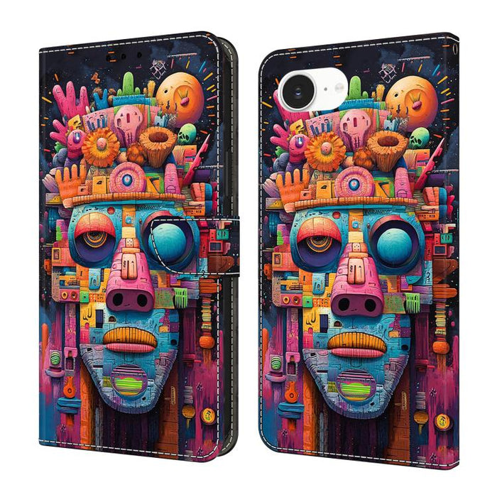 Funda para teléfono de cuero vegano pintado con efecto cristal, For iPhone 18 Pro / 17 Pro, For iPhone 18 Pro Max / 17 Pro Max, For iPhone 17e / 16e, For iPhone 17, For iPhone Air, For iPhone 16 Pro Max