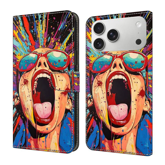 Funda para teléfono de cuero vegano pintado con efecto cristal, For iPhone 18 Pro / 17 Pro, For iPhone 18 Pro Max / 17 Pro Max, For iPhone 17e / 16e, For iPhone 17, For iPhone Air, For iPhone 16 Pro Max