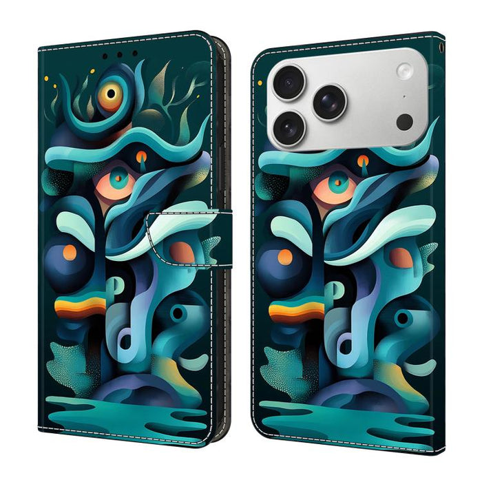 Funda para teléfono de cuero vegano pintado con efecto cristal, For iPhone 18 Pro / 17 Pro, For iPhone 18 Pro Max / 17 Pro Max, For iPhone 17e / 16e, For iPhone 17, For iPhone Air, For iPhone 16 Pro Max
