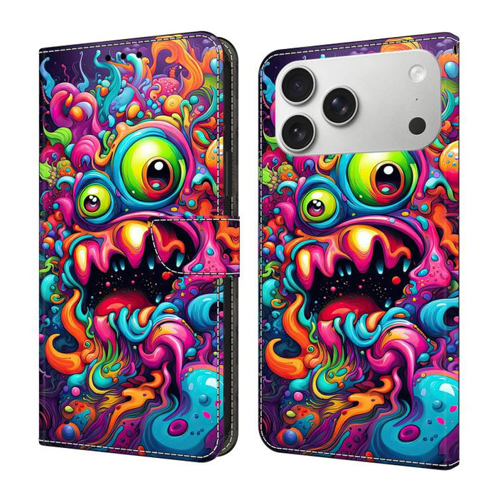 Funda para teléfono de cuero vegano pintado con efecto cristal, For iPhone 18 Pro / 17 Pro, For iPhone 18 Pro Max / 17 Pro Max, For iPhone 17e / 16e, For iPhone 17, For iPhone Air, For iPhone 16 Pro Max