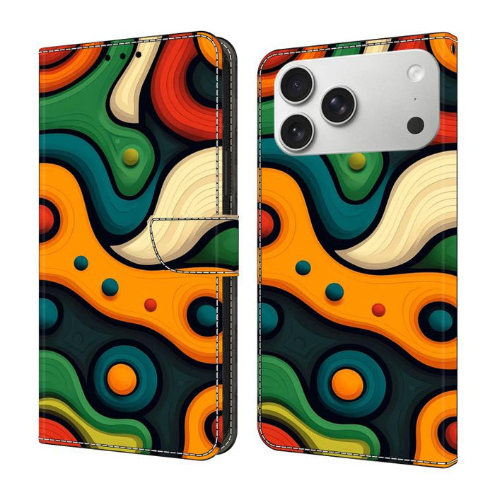 Funda para teléfono de cuero vegano pintado con efecto cristal, For iPhone 18 Pro / 17 Pro, For iPhone 18 Pro Max / 17 Pro Max, For iPhone 17e / 16e, For iPhone 17, For iPhone Air, For iPhone 16 Pro Max