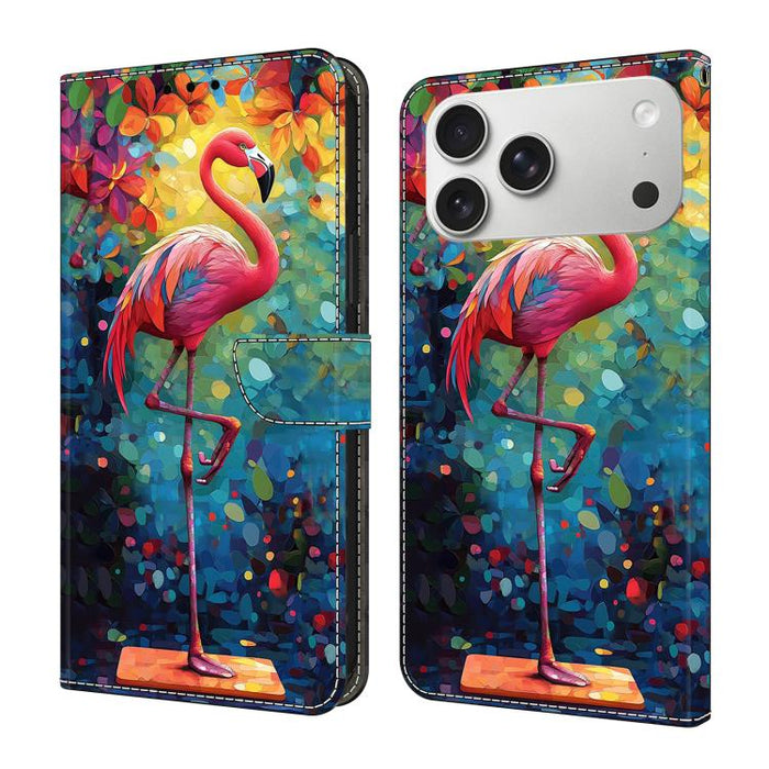 Funda para teléfono de cuero vegano pintado con efecto cristal, For iPhone 18 Pro / 17 Pro, For iPhone 18 Pro Max / 17 Pro Max, For iPhone 17e / 16e, For iPhone 17, For iPhone Air, For iPhone 16 Pro Max