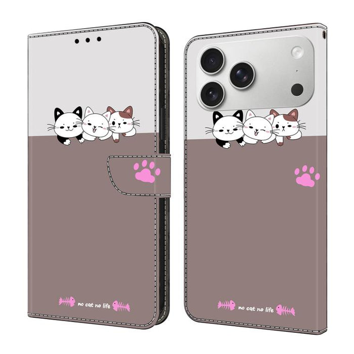 Funda para teléfono de cuero vegano pintado con efecto cristal, For iPhone 18 Pro / 17 Pro, For iPhone 18 Pro Max / 17 Pro Max, For iPhone 17e / 16e, For iPhone 17, For iPhone Air, For iPhone 16 Pro Max
