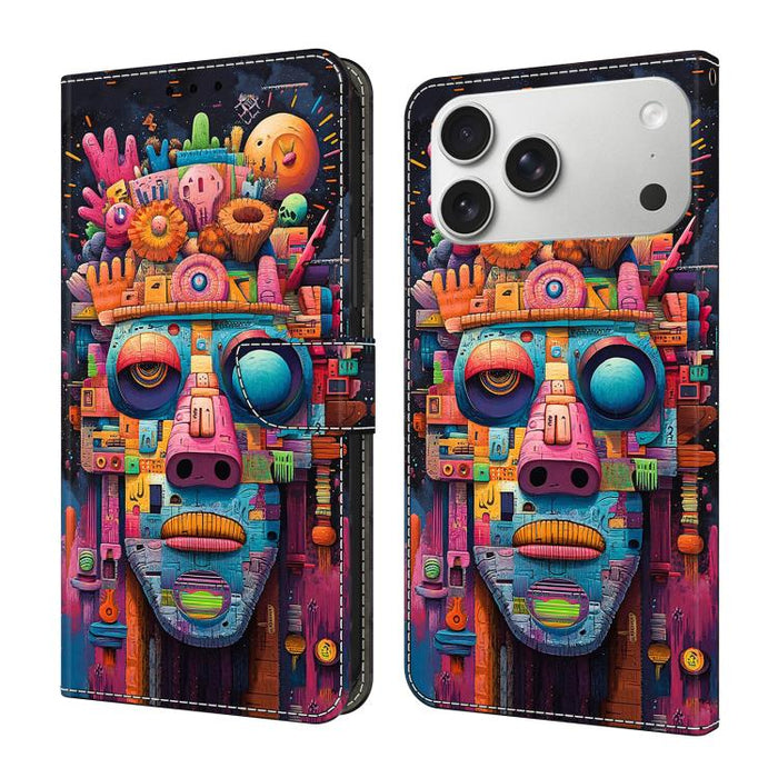 Funda para teléfono de cuero vegano pintado con efecto cristal, For iPhone 18 Pro / 17 Pro, For iPhone 18 Pro Max / 17 Pro Max, For iPhone 17e / 16e, For iPhone 17, For iPhone Air, For iPhone 16 Pro Max