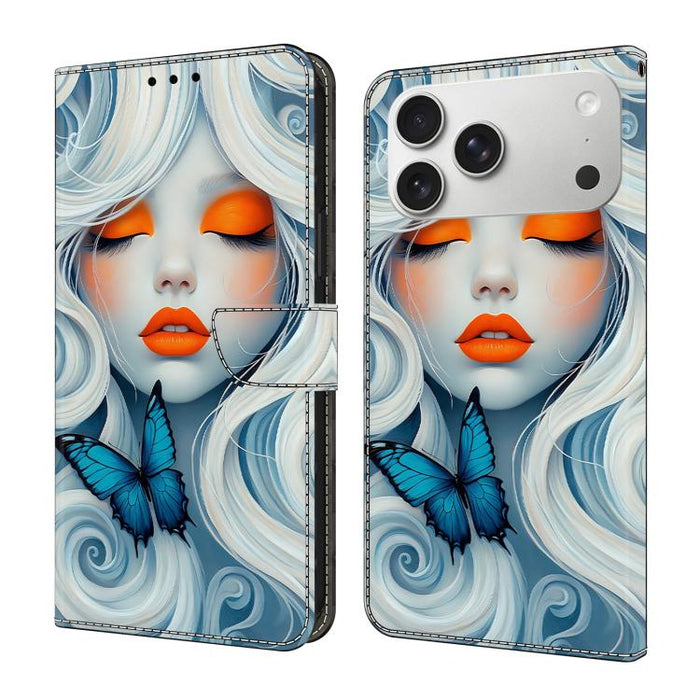 Funda para teléfono de cuero vegano pintado con efecto cristal, For iPhone 18 Pro / 17 Pro, For iPhone 18 Pro Max / 17 Pro Max, For iPhone 17e / 16e, For iPhone 17, For iPhone Air, For iPhone 16 Pro Max