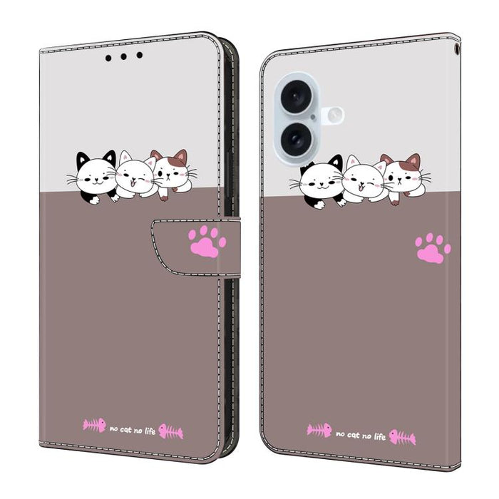 Funda para teléfono de cuero vegano pintado con efecto cristal, For iPhone 18 Pro / 17 Pro, For iPhone 18 Pro Max / 17 Pro Max, For iPhone 17e / 16e, For iPhone 17, For iPhone Air, For iPhone 16 Pro Max