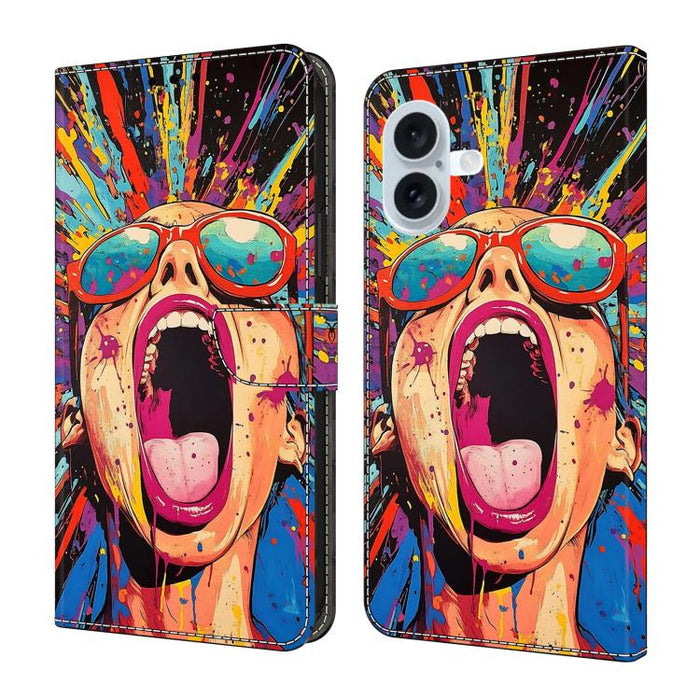 Funda para teléfono de cuero vegano pintado con efecto cristal, For iPhone 18 Pro / 17 Pro, For iPhone 18 Pro Max / 17 Pro Max, For iPhone 17e / 16e, For iPhone 17, For iPhone Air, For iPhone 16 Pro Max