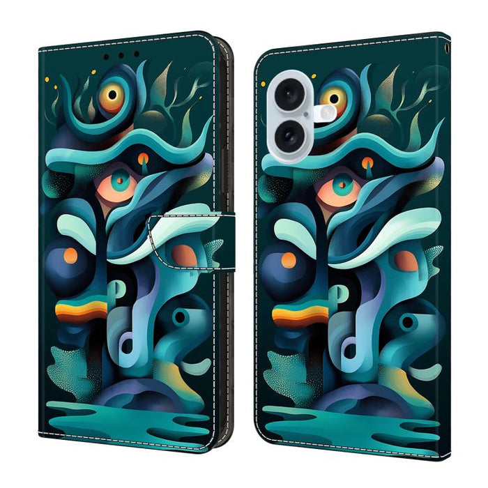 Funda para teléfono de cuero vegano pintado con efecto cristal, For iPhone 18 Pro / 17 Pro, For iPhone 18 Pro Max / 17 Pro Max, For iPhone 17e / 16e, For iPhone 17, For iPhone Air, For iPhone 16 Pro Max