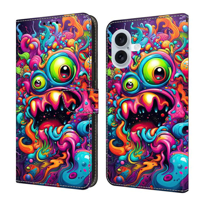 Funda para teléfono de cuero vegano pintado con efecto cristal, For iPhone 18 Pro / 17 Pro, For iPhone 18 Pro Max / 17 Pro Max, For iPhone 17e / 16e, For iPhone 17, For iPhone Air, For iPhone 16 Pro Max