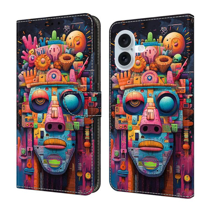Funda para teléfono de cuero vegano pintado con efecto cristal, For iPhone 18 Pro / 17 Pro, For iPhone 18 Pro Max / 17 Pro Max, For iPhone 17e / 16e, For iPhone 17, For iPhone Air, For iPhone 16 Pro Max