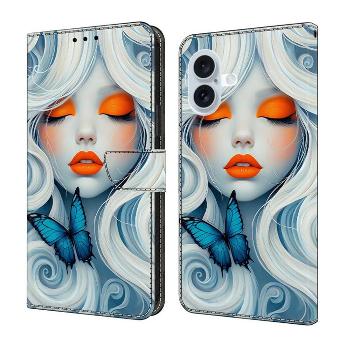 Funda para teléfono de cuero vegano pintado con efecto cristal, For iPhone 18 Pro / 17 Pro, For iPhone 18 Pro Max / 17 Pro Max, For iPhone 17e / 16e, For iPhone 17, For iPhone Air, For iPhone 16 Pro Max