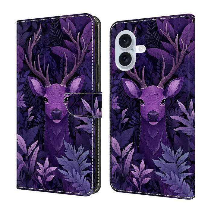 Funda para teléfono de cuero vegano pintado con efecto cristal, For iPhone 18 Pro / 17 Pro, For iPhone 18 Pro Max / 17 Pro Max, For iPhone 17e / 16e, For iPhone 17, For iPhone Air, For iPhone 16 Pro Max