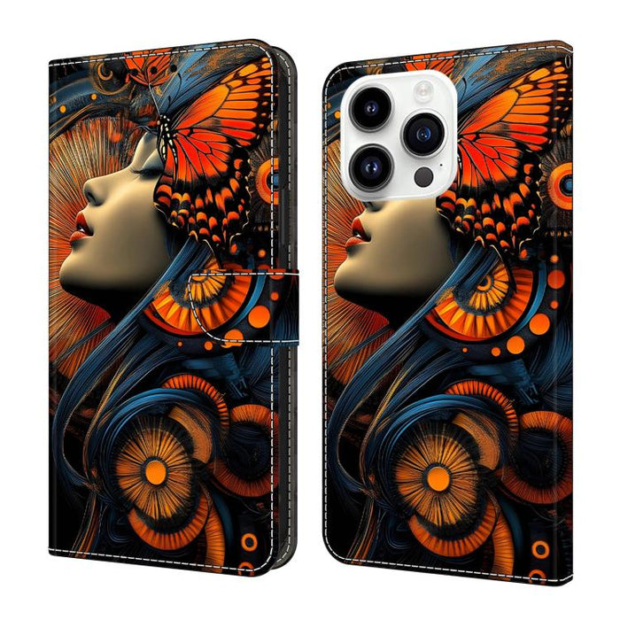 Funda para teléfono de cuero vegano pintado con efecto cristal, For iPhone 18 Pro / 17 Pro, For iPhone 18 Pro Max / 17 Pro Max, For iPhone 17e / 16e, For iPhone 17, For iPhone Air, For iPhone 16 Pro Max