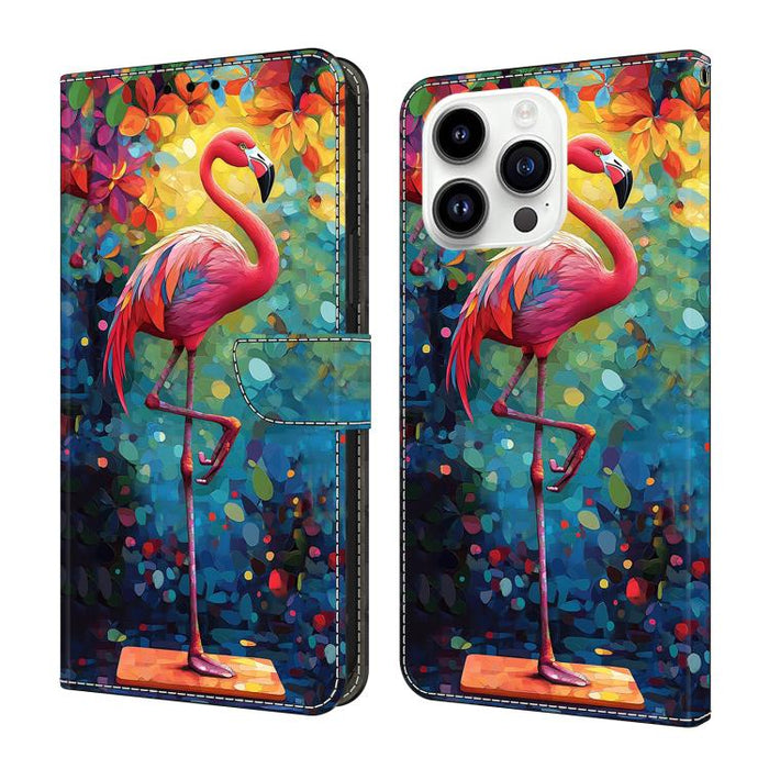 Funda para teléfono de cuero vegano pintado con efecto cristal, For iPhone 18 Pro / 17 Pro, For iPhone 18 Pro Max / 17 Pro Max, For iPhone 17e / 16e, For iPhone 17, For iPhone Air, For iPhone 16 Pro Max