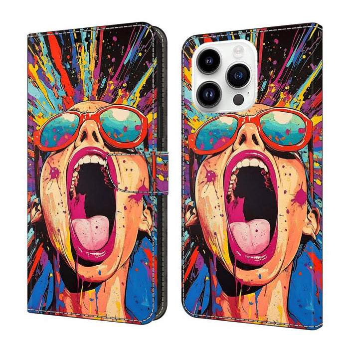 Funda para teléfono de cuero vegano pintado con efecto cristal, For iPhone 18 Pro / 17 Pro, For iPhone 18 Pro Max / 17 Pro Max, For iPhone 17e / 16e, For iPhone 17, For iPhone Air, For iPhone 16 Pro Max