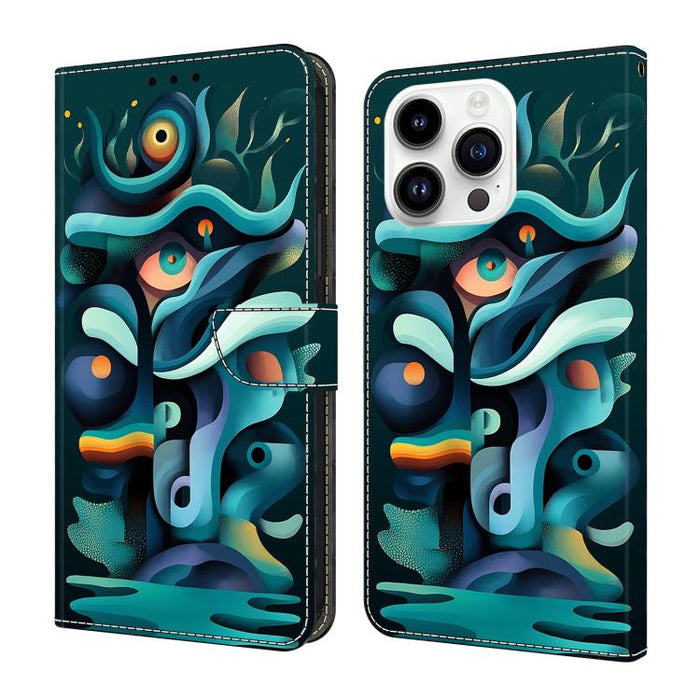 Funda para teléfono de cuero vegano pintado con efecto cristal, For iPhone 18 Pro / 17 Pro, For iPhone 18 Pro Max / 17 Pro Max, For iPhone 17e / 16e, For iPhone 17, For iPhone Air, For iPhone 16 Pro Max