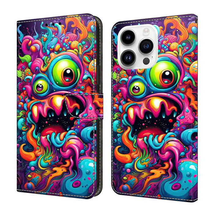 Funda para teléfono de cuero vegano pintado con efecto cristal, For iPhone 18 Pro / 17 Pro, For iPhone 18 Pro Max / 17 Pro Max, For iPhone 17e / 16e, For iPhone 17, For iPhone Air, For iPhone 16 Pro Max
