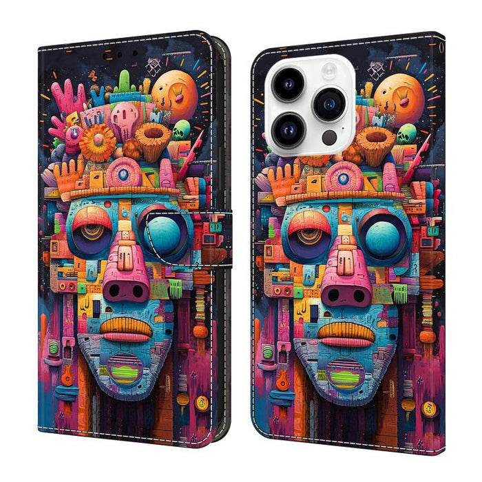 Funda para teléfono de cuero vegano pintado con efecto cristal, For iPhone 18 Pro / 17 Pro, For iPhone 18 Pro Max / 17 Pro Max, For iPhone 17e / 16e, For iPhone 17, For iPhone Air, For iPhone 16 Pro Max