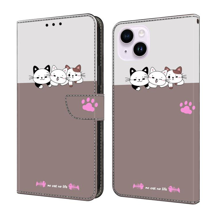 Funda para teléfono de cuero vegano pintado con efecto cristal, For iPhone 16 Pro, For iPhone 16 Plus, For iPhone 16, For iPhone 15 Pro Max, For iPhone 15 Pro, For iPhone 15 Plus