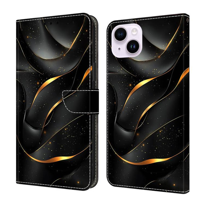 Funda para teléfono de cuero vegano pintado con efecto cristal, For iPhone 16 Pro, For iPhone 16 Plus, For iPhone 16, For iPhone 15 Pro Max, For iPhone 15 Pro, For iPhone 15 Plus