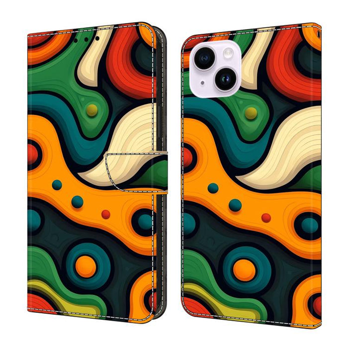 Funda para teléfono de cuero vegano pintado con efecto cristal, For iPhone 16 Pro, For iPhone 16 Plus, For iPhone 16, For iPhone 15 Pro Max, For iPhone 15 Pro, For iPhone 15 Plus