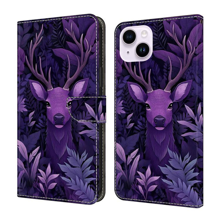 Funda para teléfono de cuero vegano pintado con efecto cristal, For iPhone 16 Pro, For iPhone 16 Plus, For iPhone 16, For iPhone 15 Pro Max, For iPhone 15 Pro, For iPhone 15 Plus