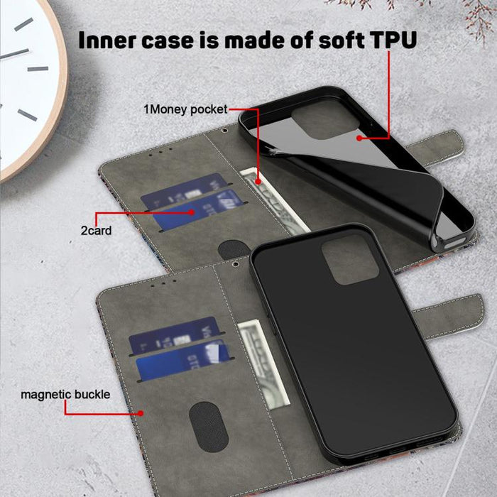 Funda para teléfono de cuero vegano pintado con efecto cristal, For iPhone 18 Pro / 17 Pro, For iPhone 18 Pro Max / 17 Pro Max, For iPhone 17e / 16e, For iPhone 17, For iPhone Air, For iPhone 16 Pro Max