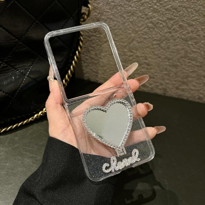 Funda para teléfono móvil de la serie Glitter Stardust con soporte en forma de corazón, For Xiaomi Mix Flip 2, For Xiaomi Mix Flip