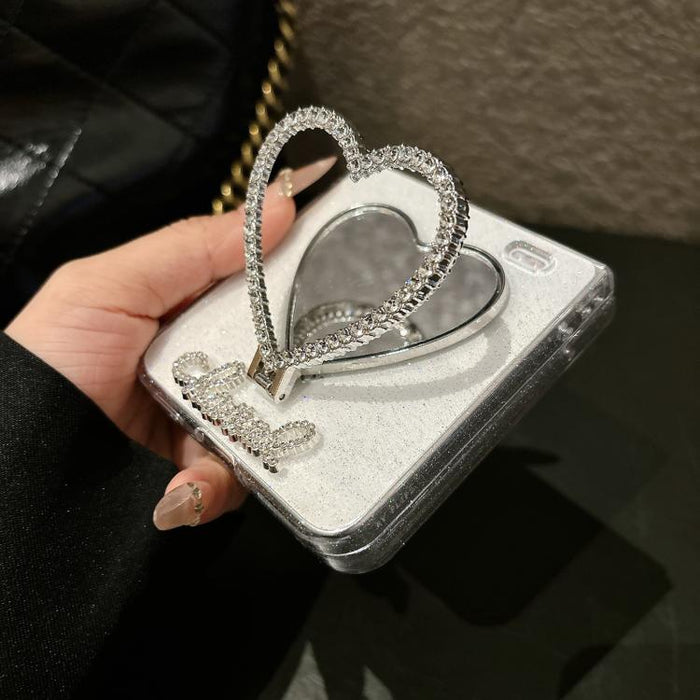Funda para teléfono móvil de la serie Glitter Stardust con soporte en forma de corazón, For Xiaomi Mix Flip 2, For Xiaomi Mix Flip