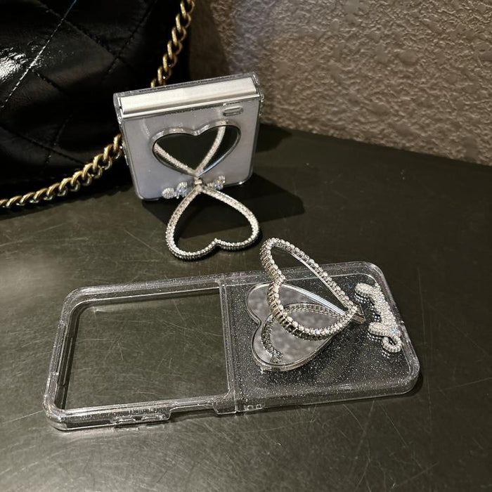 Funda para teléfono móvil de la serie Glitter Stardust con soporte en forma de corazón, For Xiaomi Mix Flip 2, For Xiaomi Mix Flip