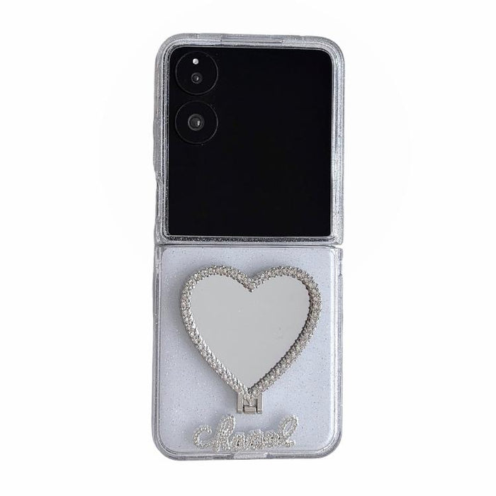 Funda para teléfono móvil de la serie Glitter Stardust con soporte en forma de corazón, For Xiaomi Mix Flip 2, For Xiaomi Mix Flip