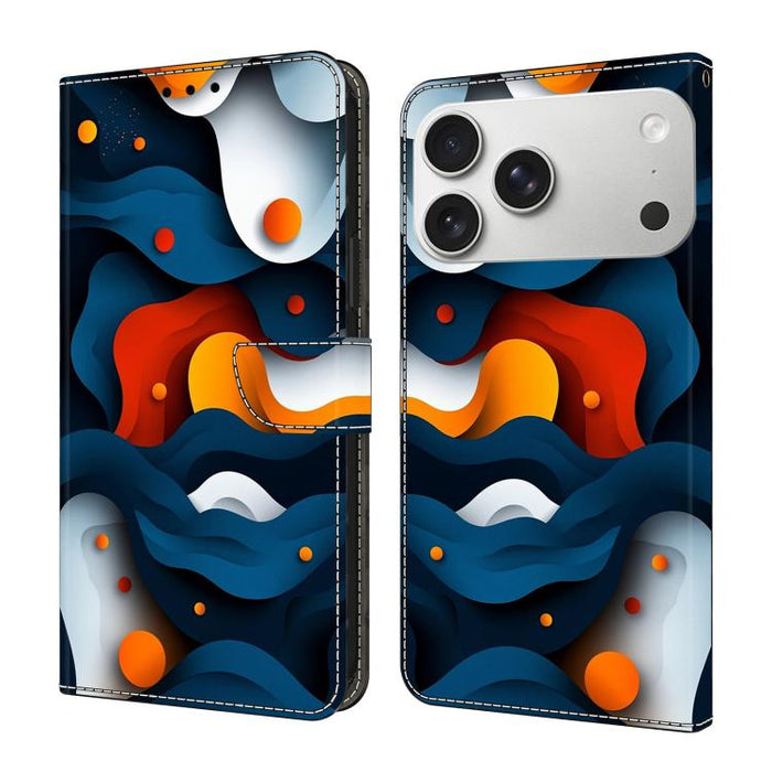 Funda para teléfono de cuero vegano pintado con efecto cristal, For iPhone 17e / 16e, For iPhone 17 Pro Max, For iPhone 17 Pro, For iPhone 17