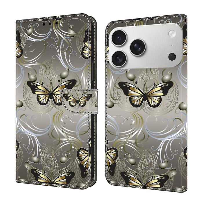 Funda para teléfono de cuero vegano pintado con efecto cristal, For iPhone 17e / 16e, For iPhone 17 Pro Max, For iPhone 17 Pro, For iPhone 17