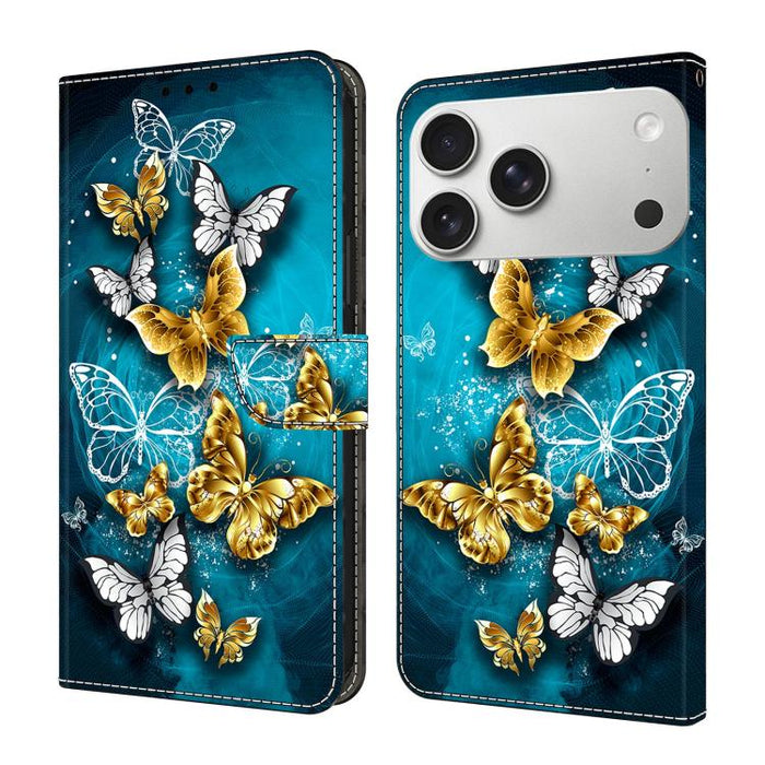 Funda para teléfono de cuero vegano pintado con efecto cristal, For iPhone 17e / 16e, For iPhone 17 Pro Max, For iPhone 17 Pro, For iPhone 17