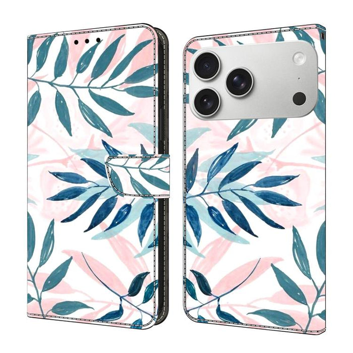 Funda para teléfono de cuero vegano pintado con efecto cristal, For iPhone 17e / 16e, For iPhone 17 Pro Max, For iPhone 17 Pro, For iPhone 17