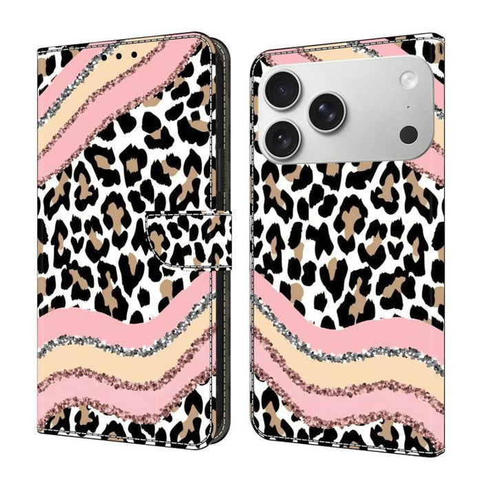 Funda para teléfono de cuero vegano pintado con efecto cristal, For iPhone 17e / 16e, For iPhone 17 Pro Max, For iPhone 17 Pro, For iPhone 17