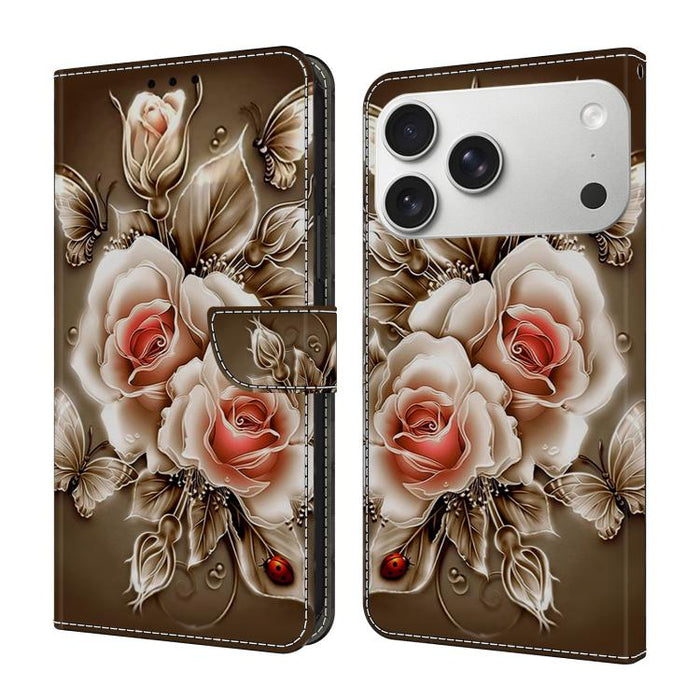Funda para teléfono de cuero vegano pintado con efecto cristal, For iPhone 17e / 16e, For iPhone 17 Pro Max, For iPhone 17 Pro, For iPhone 17