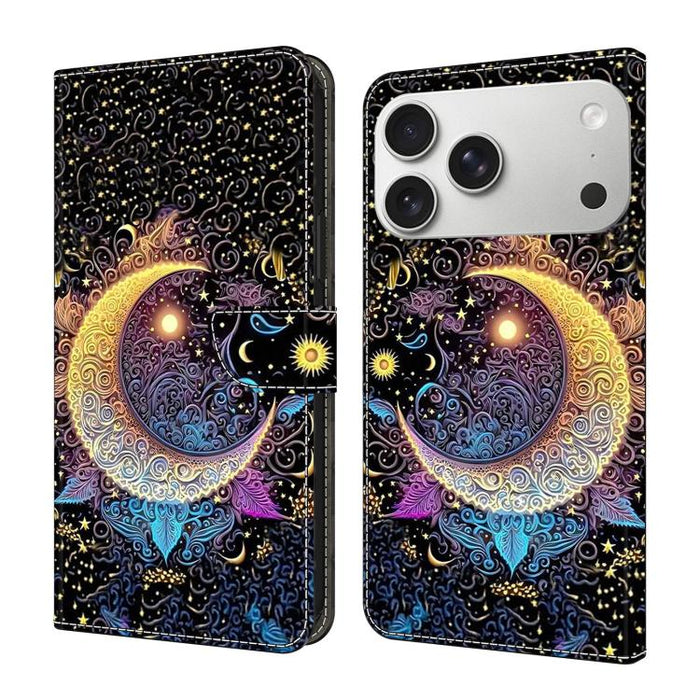 Funda para teléfono de cuero vegano pintado con efecto cristal, For iPhone 17e / 16e, For iPhone 17 Pro Max, For iPhone 17 Pro, For iPhone 17
