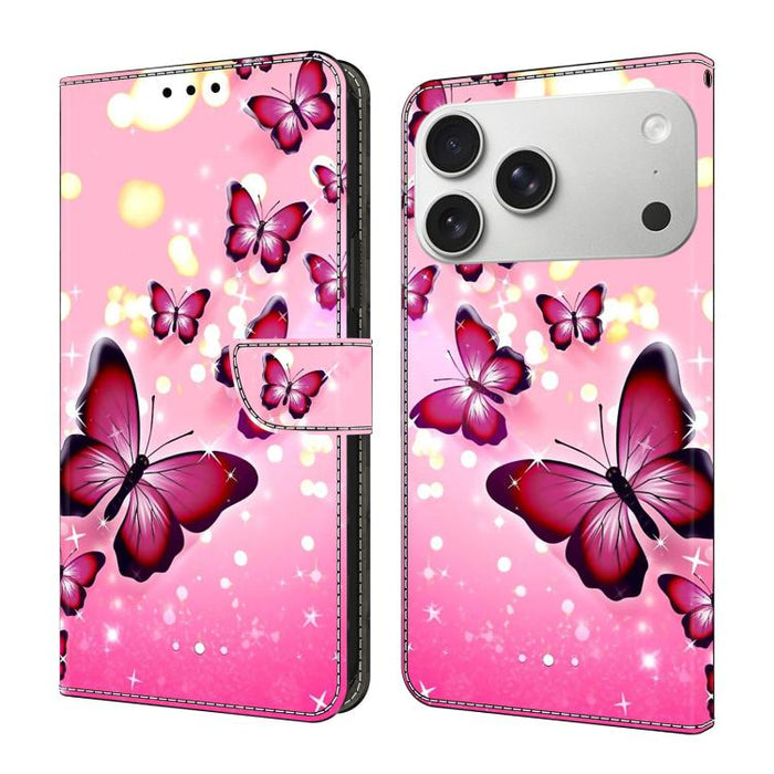 Funda para teléfono de cuero vegano pintado con efecto cristal, For iPhone 17e / 16e, For iPhone 17 Pro Max, For iPhone 17 Pro, For iPhone 17