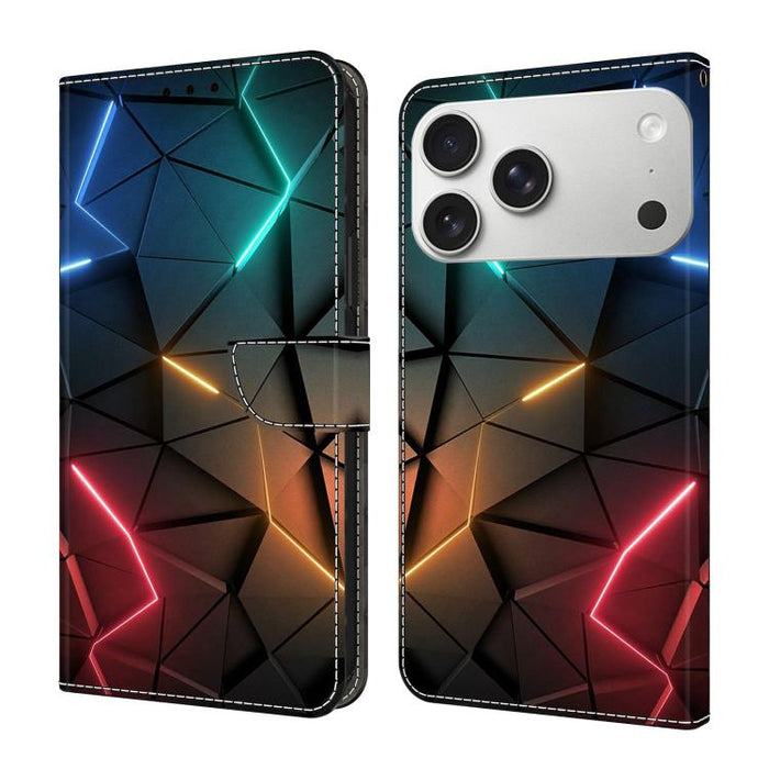 Funda para teléfono de cuero vegano pintado con efecto cristal, For iPhone 17e / 16e, For iPhone 17 Pro Max, For iPhone 17 Pro, For iPhone 17